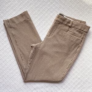 Banana Republic Sloan Stretch Ankle Trouser Checkered Tan Plaid Pant Women's 6